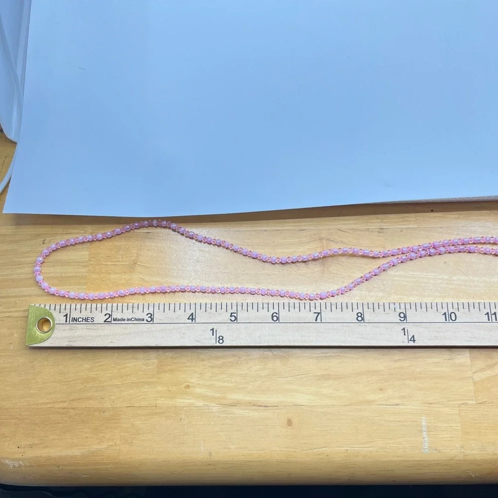 Vintage Y2K Pink Crystal Beaded‎ Lanyard Necklace ID Badge Holder Retro Boho